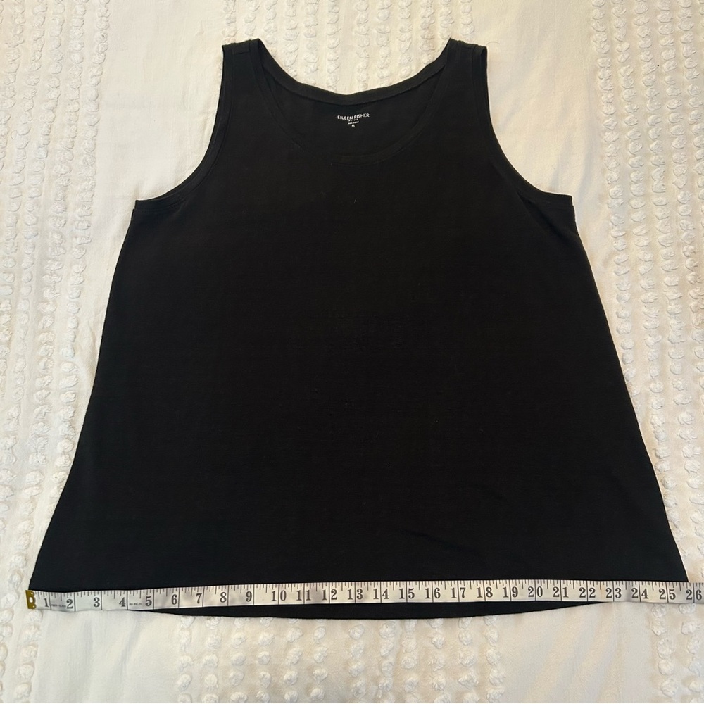 Eileen Fisher 100% Linen Jersey Black Scoop Neck Tank Sz Petite L - Picture 10 of 12